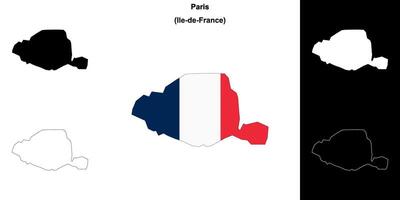 Paris department outline map set vector