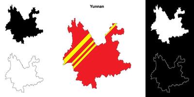 Yunnan province outline map set vector