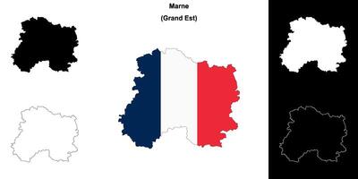 Marne department outline map set vector
