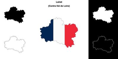 Loiret department outline map set vector