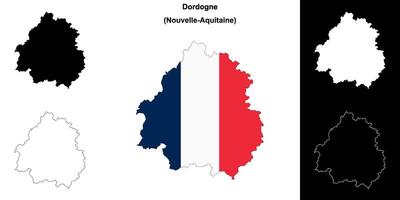 Dordogne department outline map set vector
