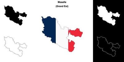 Moselle department outline map set vector