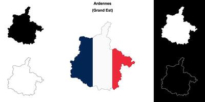 Ardennes department outline map set vector