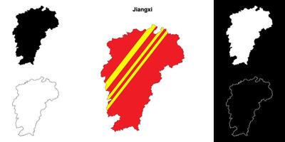 Jiangxi province outline map set vector