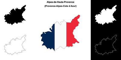 Alpes-de-Haute-Provence department outline map set vector