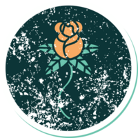 iconic distressed sticker tattoo style image of rose png