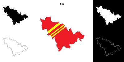 Jilin province outline map set vector