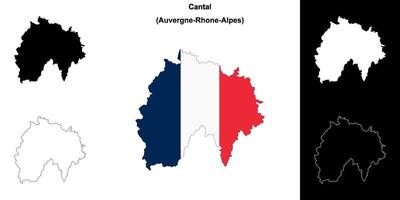 Cantal department outline map set vector