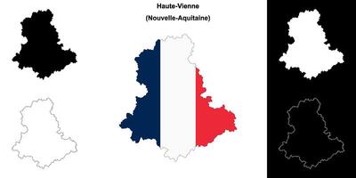 Haute-Vienne department outline map set vector