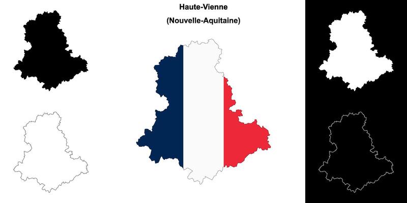 Haute-Vienne department outline map set