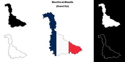 Meurthe-et-Moselle department outline map set vector