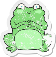 retro distressed sticker of a cartoon funny frog png