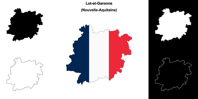 Lot-et-Garonne department outline map set