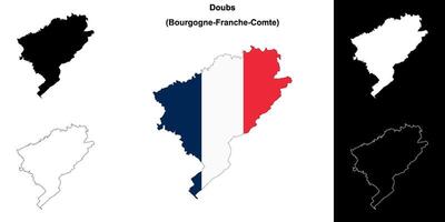 Doubs department outline map set vector
