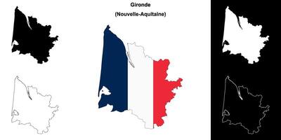 Gironde department outline map set vector