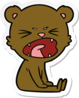 sticker of a angry cartoon bear png