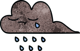 retrò grunge struttura cartone animato di un' tempesta pioggia nube png