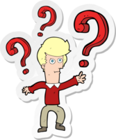 sticker of a cartoon confused man png