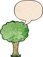 dessin animé arbre avec discours bulle dans rétro texture style png