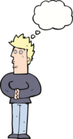 cartoon nervous man with thought bubble png