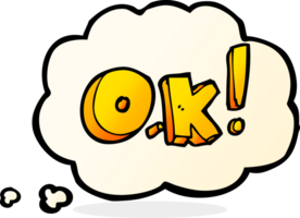 cartoon OK symbol with thought bubble png