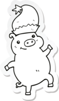 sticker of a cartoon happy christmas pig png