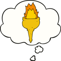 cartoon flaming torch with thought bubble png