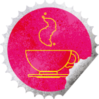 autocollant de gommage circulaire tasse de café chaud png