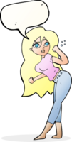 dessin animé femme levant le poing avec bulle de dialogue png