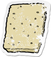 distressed sticker of a cartoon biscuit png