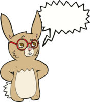 lapin de dessin animé portant des lunettes avec bulle de dialogue png