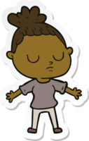 sticker of a cartoon calm woman png