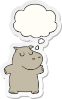 dessin animé hippopotame avec pensée bulle comme une imprimé autocollant png