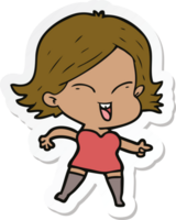 sticker of a happy cartoon girl png