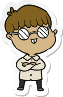 sticker of a cartoon boy wearing spectacles png