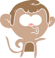 singe pointant de dessin animé de style couleur plat png