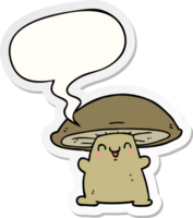 cartoon mushroom character with speech bubble sticker png