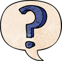 cartoon question mark with speech bubble in retro texture style png