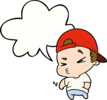 cartoon cool kid with speech bubble png