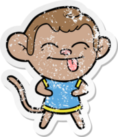 distressed sticker of a funny cartoon monkey png