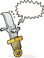 cartoon frightened knife with speech bubble png