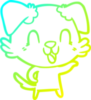 cold gradient line drawing of a laughing cartoon dog png