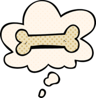 cartoon bone with thought bubble in comic book style png