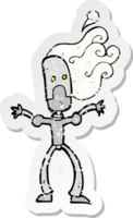 retro distressed sticker of a cartoon robot png