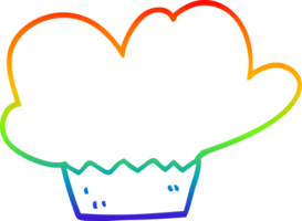 rainbow gradient line drawing of a cartoon muffin png