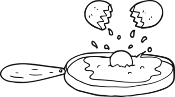 frying  hand drawn black and white cartoon egg png