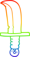 rainbow gradient line drawing of a cartoon dagger png