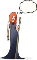 cartoon sorceress  with thought bubble png