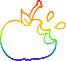 rainbow gradient line drawing of a cartoon juicy bitten apple png