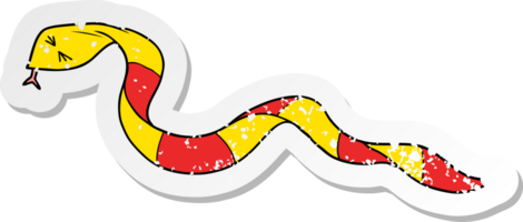 autocollant en détresse d'un serpent de dessin animé png
